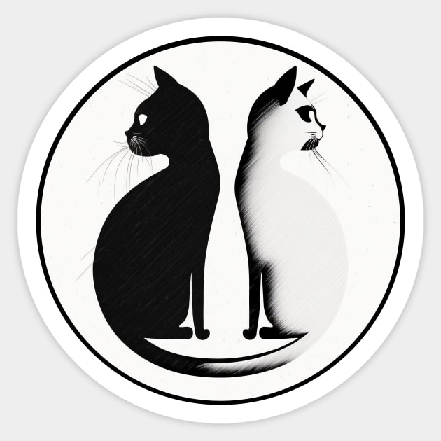 Black Cat, White Cat, Yin and Yang Sticker by TheJadeCat